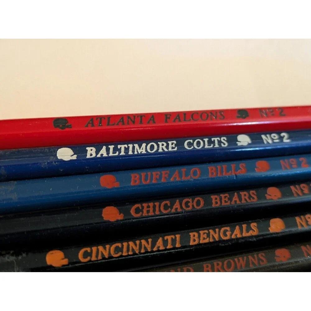 Faber Castell NFL Vintage 70s Wooden Pencils Unsharpened Complete 28 Teams READ